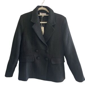 New One/Third One Third Black Blazer Jacket Coat Women’s Size Large Wool Blend